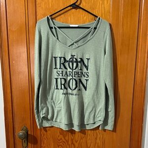 First Love Olive Long Sleeve Top with Inspirational Print